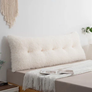 Warm Plush Headboard Pillow Bed Bolster Cushion Soft Support w/ Removable Cover - Picture 1 of 49