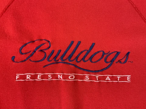 VTG Fresno State Bulldogs Split Block Sweatshirt Mens XL Red Embroidered 90s USA Cover
