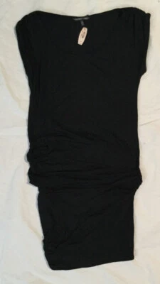 NEW Victoria's Secret BLACK Ruched Side Rolled Cap Sleeve Coverup Dress Size S - Image 1 of 4