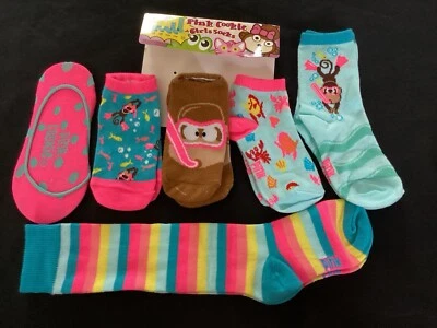 Paquete Variedad 6 CALCETINES Galletas Rosa Niñas SIN Mostrar Tobillo Corte Bajo Crew Hasta la Rodilla Foto 1 de 4