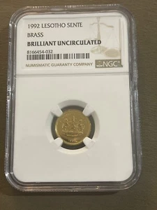 1992 Lesotho 1 Sente - NGC BU - Basotho Hat - Picture 1 of 5