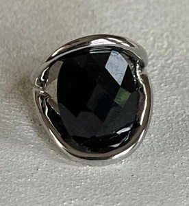 Park Lane Noche Ring Size 6 Silver Tone Oval Cushion Cut Black Cz Euc Modern - Picture 1 of 21