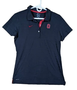 Ohio State Buckeyes Nike Polo Women's Sz Large Dri-Fit Black Embroidered - Picture 1 of 10