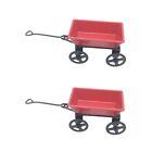 Set of 2 Red Alloy Luggage Trolley Ornaments Child Toddler Dolly Cart