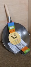 Artigianato Wok Tradizionale Acciaio al carbonio martellato a mano Pow Wok - Manico in legno e acciaio