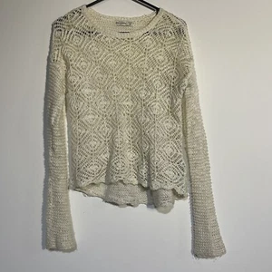 Abercrombie Kids Sweater Girls XL 16 Ivory Long Sleeve Crochet Bell Sleeve Boho - Picture 1 of 3