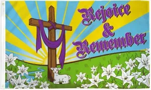 Rejoice & Remember Easter 3x5ft Poly Flag - He is Risen - Christian - Religious - Picture 1 of 2