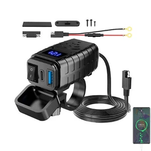 Chargeur USB Moto 12V QC3.0 Type C Téléphone Charge Rapide Voltmètre Etanche - Photo 1 sur 12