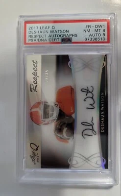 PSA 8 - 2017 Deshaun Watson /35 Leaf Q Respect ROOKIE Auto - Cleveland Browns RC - Image 1 of 2
