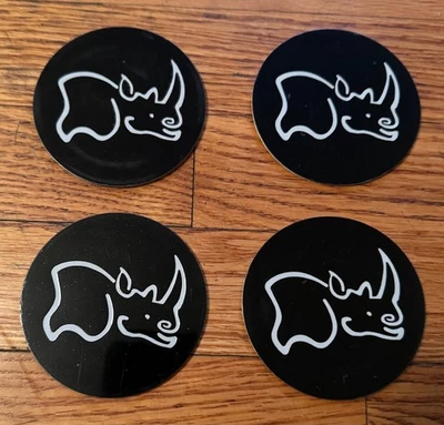 BLACK RHINO CENTER CAP Stickers Set/Lot of 4 TE80BR Logo 82mm (3.25") Black New - Image 1 of 4