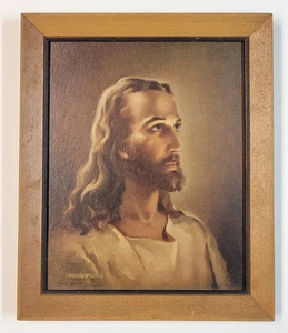 Litografía enmarcada de colección Warner Sallman Jesús Cabeza de Cristo Kriebel Bates 1941 1946 EE. UU. - Imagen 1 de 15