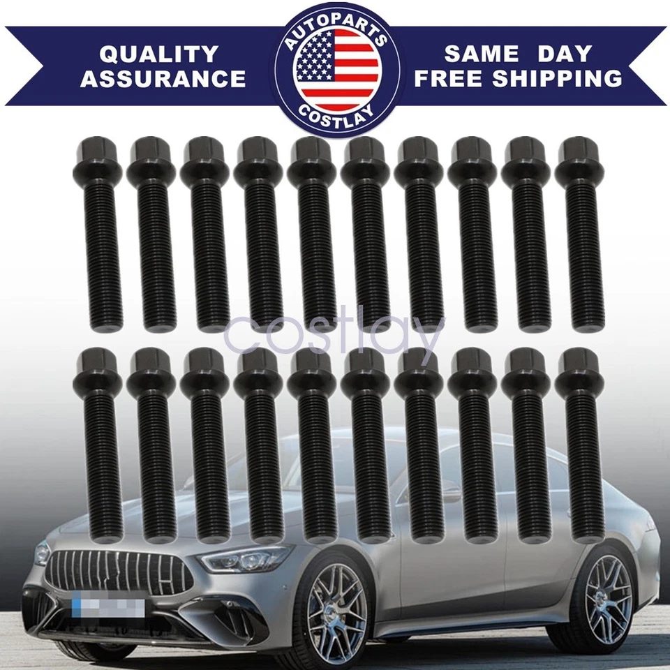 Se adapta a 13-19 Mercedes-Benz B180 B200 B250 20 piezas M14X1.5 negro 65 mm pernos extendidos Foto 1 de 4