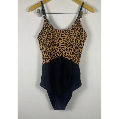 Nuevo con etiquetas Traje de baño de una pieza con estampado de leopardo Coral Reef negro recorte M Mobwife Foto 1 de 4
