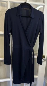 Navy Blue Wrap Dress The Limited Faux Wrap Women's Medium - Picture 1 of 11