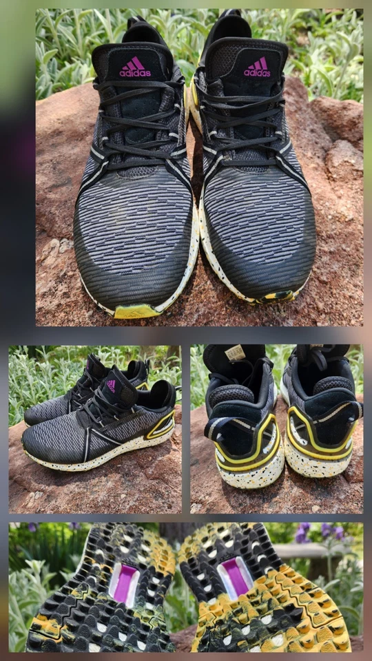 Adidas Size 12 Solarthon Boost Golf Shoes Spikeless Black Yellow White FZ1024 - Image 1 of 4