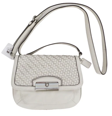 Nuevo Nuevo con etiquetas Cartera Bandolera Coach Kristin Cuero Tejido Marfil Blanco Pergamino Foto 1 de 4