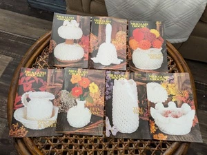 Annie's Attic MILK GLASS CROCHET: Set of 7 Vintage Crochet Patterns, Color, EVC - Picture 1 of 10
