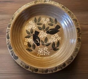 Plato de pastel de cerámica raro Eldreth Redware 2003 firmado Blackbird Crow - Imagen 1 de 9