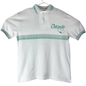 Camisa Polo De Colección Para Hombre Talla Pequeña Velva Brillo Blanco Teal Cresta de Roble Ligera - Imagen 1 de 6