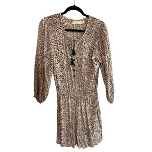 Anthropologie Beachgold | Tan/Black Polka Dot Half Sleeve Romper | Small - Picture 1 of 13