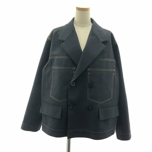 Giacca Sacai Sakai 2024SS Gesso Stripe Bonding 3 Nero Indaco Donna Usata KLDR 0