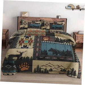 Size Comforter Set with 2 Pillowcases, Black White Abstract 3 Pcs Queen Multi 3 - Picture 1 of 7