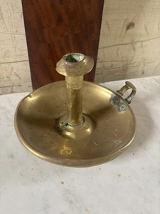 Georgian Wee Willy Winkey Large Antique Brass Chamber Stick Candlestick Holder - Picture 1 of 4