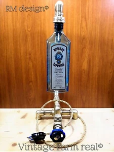Bombay Sapphire da 1 litro - Lampada Steampunk industrial in ottone - Foto 1 di 6