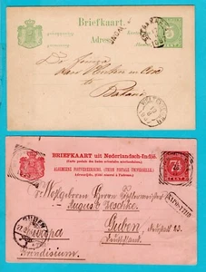 NETHERLANDS EAST INDIES 2 postal cards 1887 Soerakarta, 1895 Pontianak - Germany - Picture 1 of 2