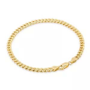 10K Yellow Gold 4.5mm Real Miami Cuban Link Chain Mens Bracelet Italian Made 9" - Picture 1 of 12