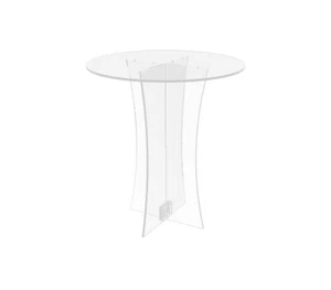 Clear transparent table breakfast coffee Plexiglass showcase round small desk - Picture 1 of 8