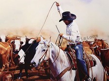 John Fawcett HITS & MISSES Signed & Numbered Cowboy Western Rodeo Art Print