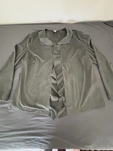 Chicos Travelers Womens Cardigan Size 2 Faux Suede Open Front Knit Sleeve Clean - Picture 1 of 6