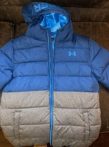 Under Armour Puffer Hoodie Jacke Jugend LG Loose Cold Gear Full Zip blau/grau  - Bild 1 von 9