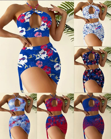 Buffalo Bills Women's Bikini Set 2PCS Beach Halter Swimwear Sexy Swimsuit Gift Cover