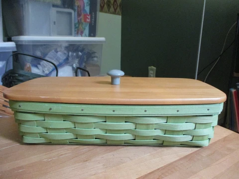 Longaberger CELADON Sage Green Summer Brights BREAD Basket w Lid Hard Protector Cover