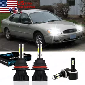 For Ford Taurus 2000-2007 6000K LED Headlight Hi/Lo Beam + Fog Light Bulbs Combo - Picture 1 of 12