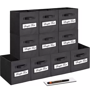 Set Of 10 Storage Cubesfoldable Fabric Cube Storage Bins With 10 Labels Window C - Picture 1 of 6