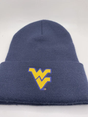 WV West Virginia Mountaineers Beanie Hat & Gloves Set Knit Gold Blue  Winter Cover