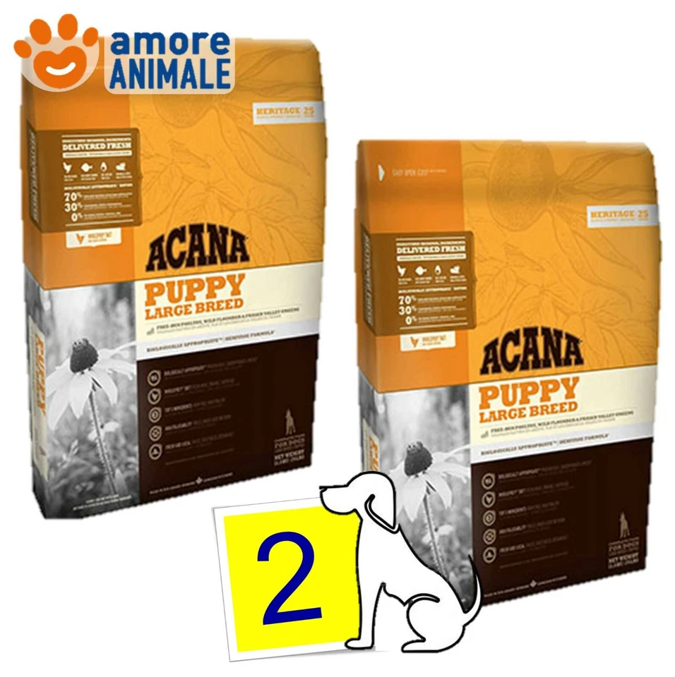 2 Säcke - Acana Heritage Puppy Large Breed 11.4 KG Hund Welpe Größe Groß