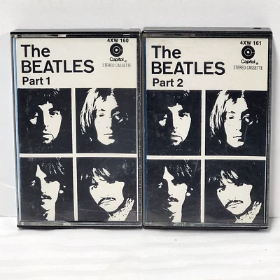 THE BEATLES White Album Part 1 and 2 CASSETTE Tape 4XW-160 4XW-161 VGC - Image 1 of 4
