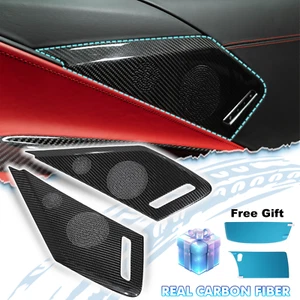 Cubierta de altavoz de sonido de puerta de fibra de carbono real para Corvette C8 2020-2025 - Par - Imagen 1 de 22