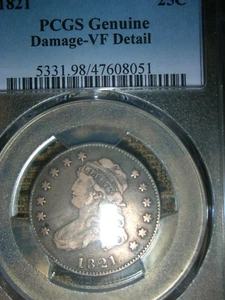 1821 25c PCGS VF (DET.) - Picture 1 of 4