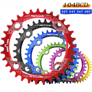 MTB Bicycle 104BCD Round Narrow Wide Chainring 32T 34T 36T 38T Tooth - Picture 1 of 36