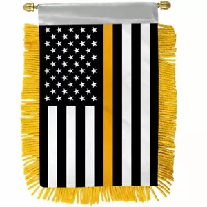 Lot of 3 USA Thin Gold Line Dispatchers 4"x6" Mini Window Banner Flag - Picture 1 of 2