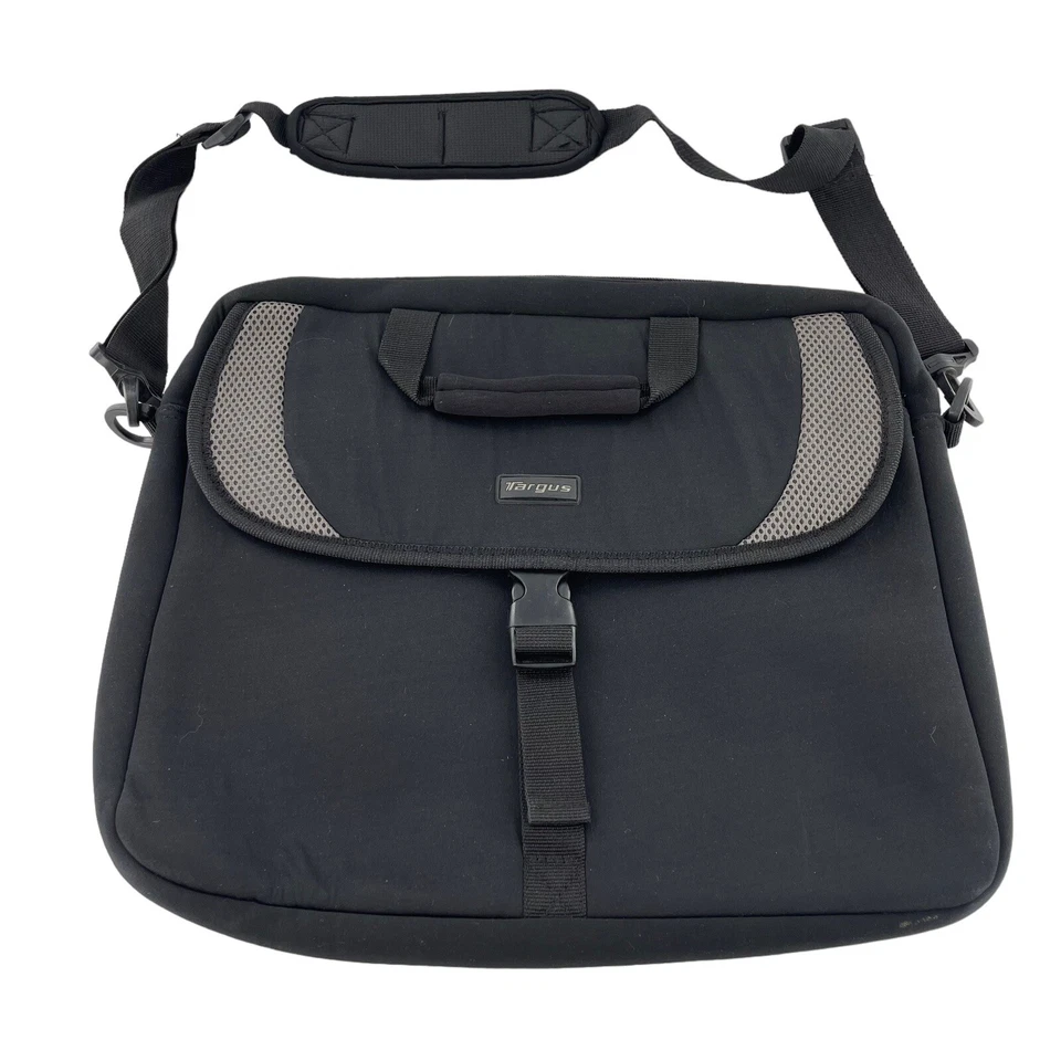 TARGUS Grande Negro Nylon Acolchado Laptop Bolso Mensajero Maletín Bolsillo Gris a Foto 1 de 4