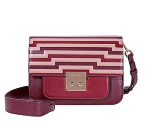 NWT Michael Kors Sloan Editor Tri-Color Leather Shoulder Bag- Oxblood FREE SHIP - Picture 1 of 6