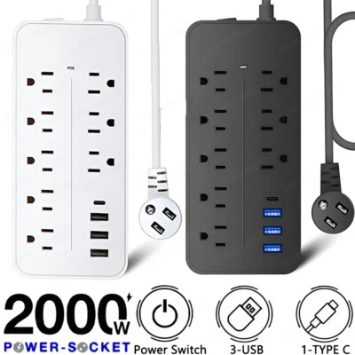 YUMARKET Power Strip Surge Protector Extension Cord with Multi Outlets USB Ports Adapters