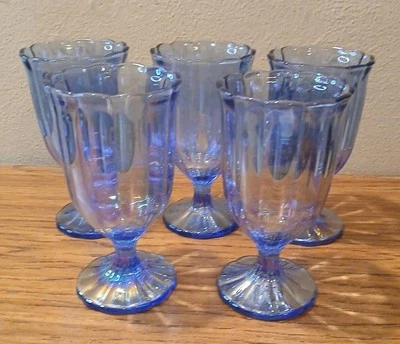 Juego de 5 vasos copa perlados iridiscentes brillo azul cobalto mujer Pioneer Foto 1 de 4