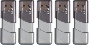 PNY 64GB Turbo Attaché 3 USB 3.0 Flash Drive, Silver (Pack of 5) - Picture 1 of 7
